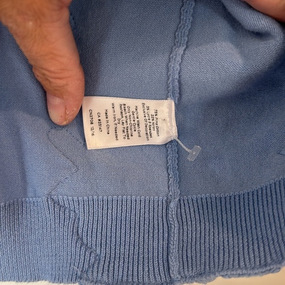Talbots size Medium blue Cotton-Blend Cardigan Sweater Periwinkle detailed sides - Picture 5 of 10